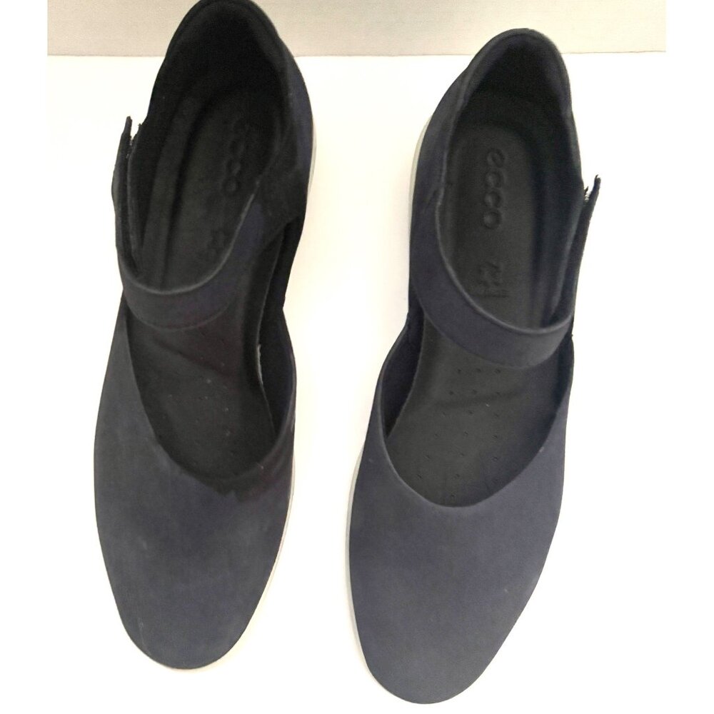 Ecco Womens Navy Mary Jane Comfort Shoes Size US 10-10.5 41 EU Leather Adjustabl